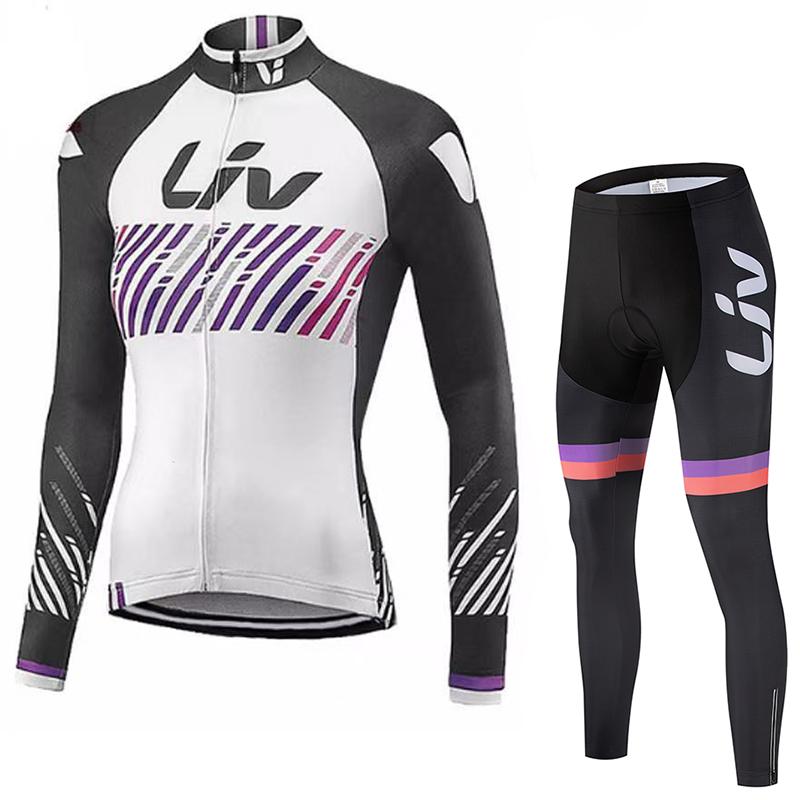 2026 Long Sleeved Cycling Suit Set  Women's Cycling Bib Women's Exclusive Seat Cushion Autumn Winter Cycling Sportswear Set Road Cycling Top