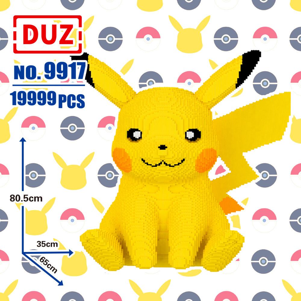 Pokemon Pikachu Building Blocks Creative 3D Model Lovely 45/90CM Assembly Mini Connection Bricks Figure Toy Gift For Home Decor