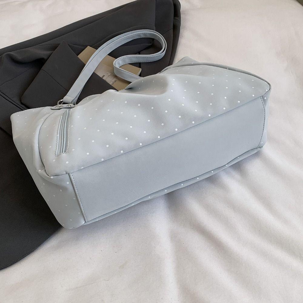 Cute Retro Tote Bag Korean Style Printing Handbag Temperament Polka Dot Shoulder Bag Travel Bag