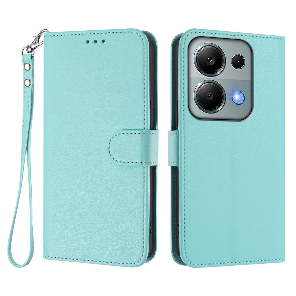For Xiaomi Poco M6 Pro 4G/Xiaomi Redmi Note 14S 4G/Xiaomi Redmi Note 13 Pro 4G Leather Case Wallet Stand Phone Cover with Wrist Strap