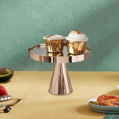 8 Zoll Metall-Hochzeitstortenständer, Spiegeloberseite, Goldener Cupcake-Ständer Sockel, Dessert für