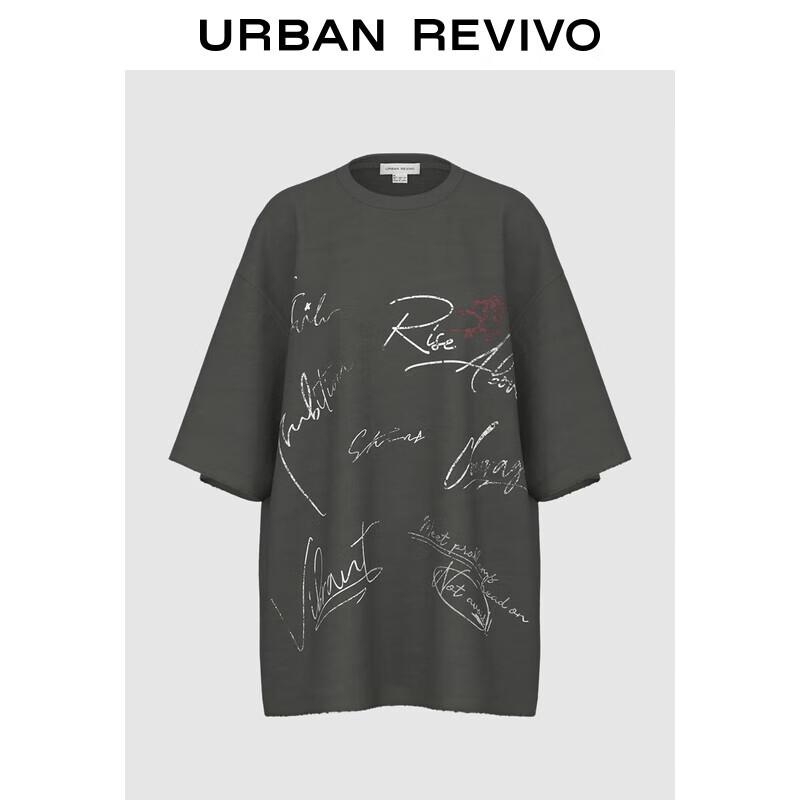 UR 2025 Autumn Women s Creative Letter Oversized Cotton T-Shirt S