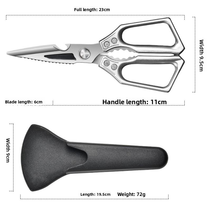 Multifunctional stainless steel, powerful bone-cutting scissors for home use, all-steel food scissors for chicken, fish, meat, and chicken feet