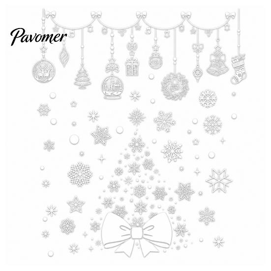 White Christmas Window Decorations 6Pcs Snowflake Static Clings, PVC Reusable Decals, Removable Seasonal Shop Display Decals Glass Stickers for Doors