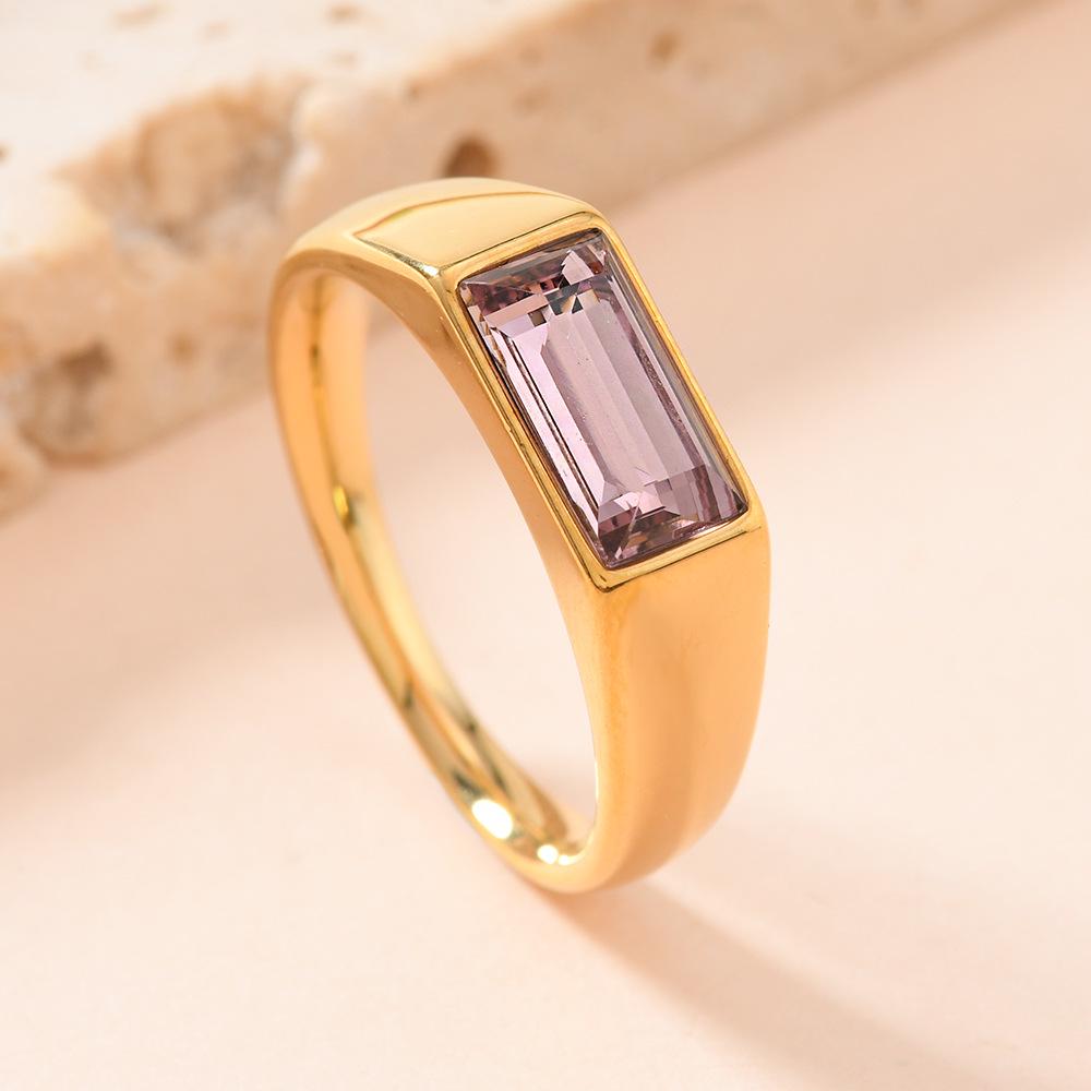 

Кольцо с прямоугольным цветным бриллиантом, покрытое золотом 18 карат: Модный, стильный и уникальный для женщин Size 8