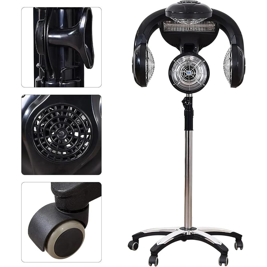 Professional Hair Dryer, 1400W Professional Infrared Hair Color Processor with Wheels, Standing Hair Dryer Infrared Lamp