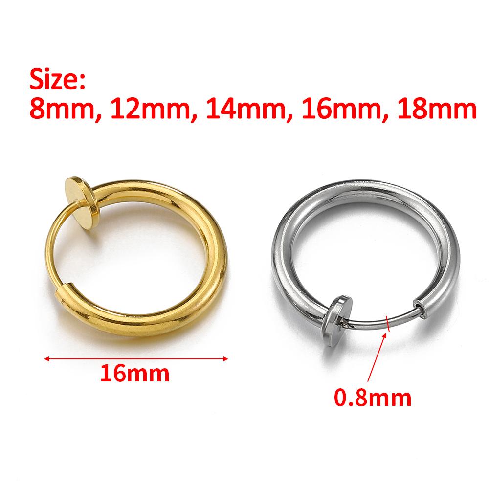 10pcs 2pcs Stainless Steel Retractable Clip On Ear Clip Hoop Non Piercing Round Earring Clips for Women Jewelry Making DIY