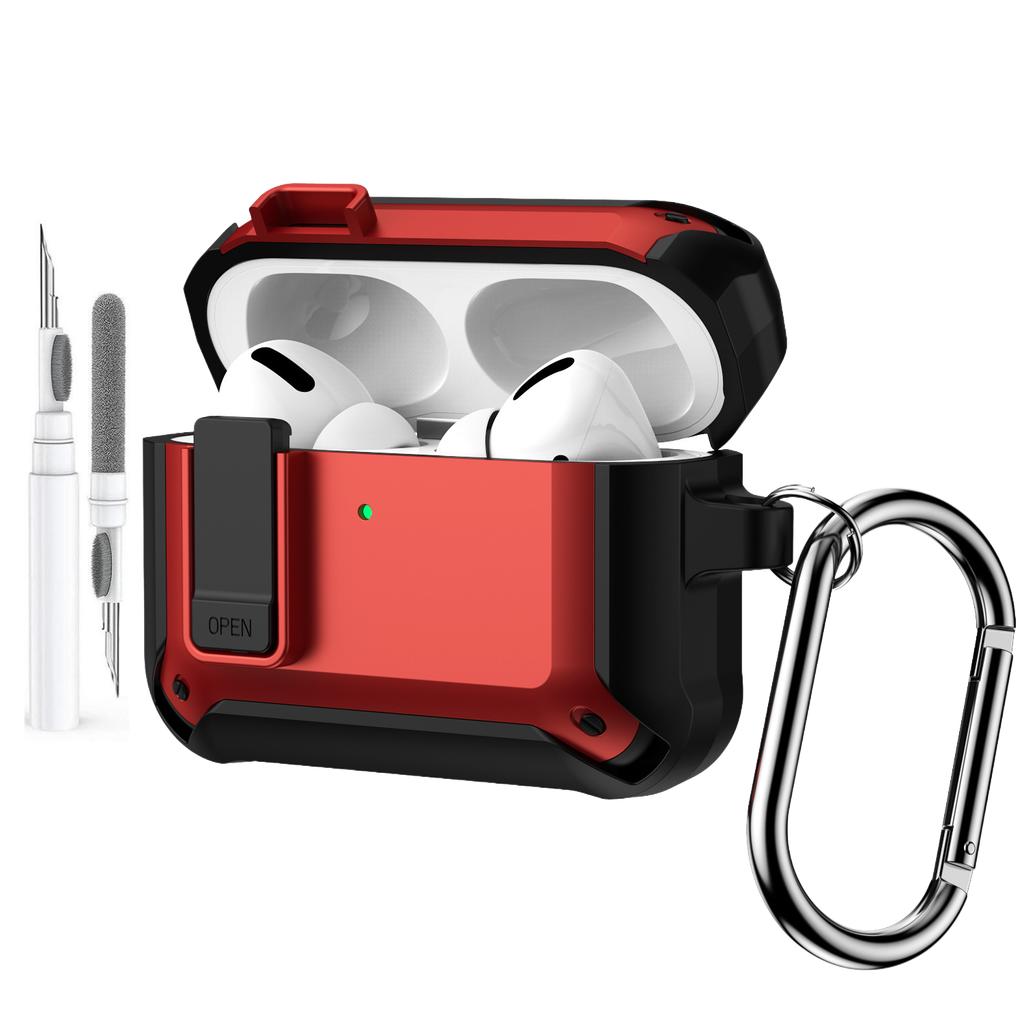 Secure Lock Case For AirPods Pro 3 with Keychain Cleaning Pen Kit New Armor Shockproof Rugged Protective Case For AirPods Pro 3