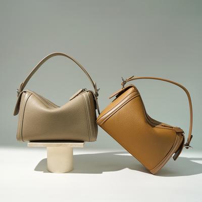 The Leather Boston Bag Is Simple and Elegant, and The Leather Single-shoulder Crossbody Bag Has A Niche Design Sense