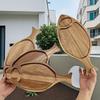 Natural Serving Platter Rustic Solid Wood Tray Tableware Fish Shaped Plate  Restaurant Use