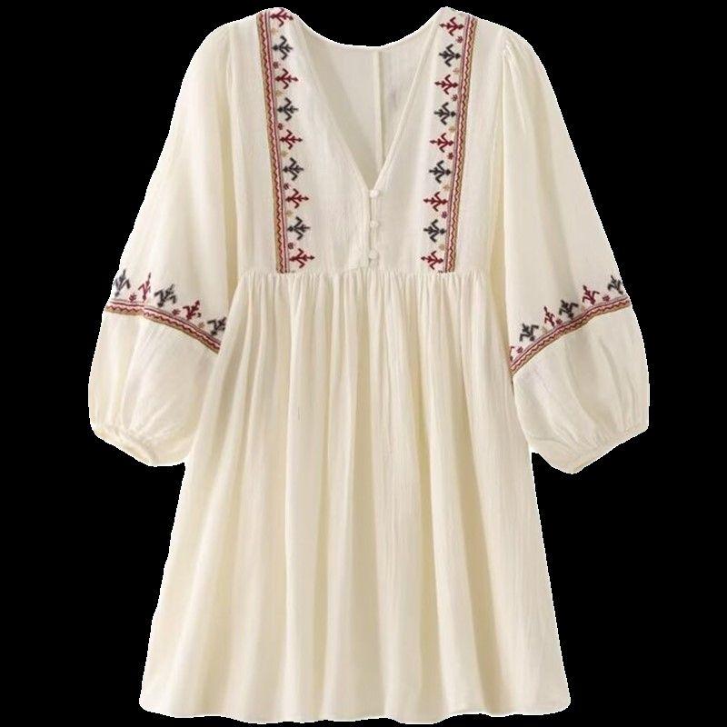 Fashion Style 2024 Summer New Women's Clothing Loose All-Match Stitching Embroider Short Dress 5770042 712