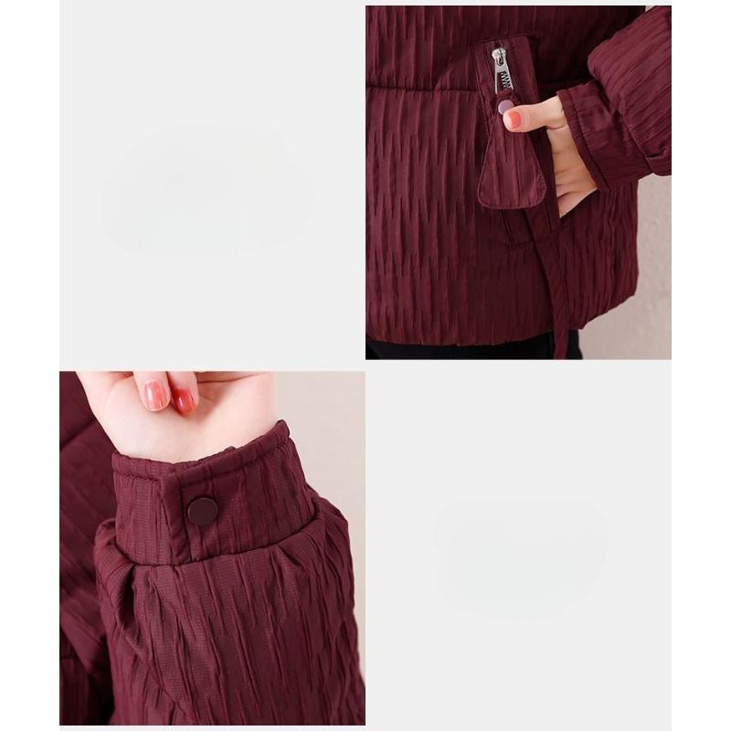 Fashionable Winter Womens Down Cotton Jacket Stand Collar Warm Windproof Loose Fit Coat