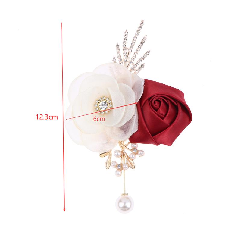 Seidenrosen-Anstecknadeln für Herren, Hochzeits-Bräutigam-Anstecker, Anzug-Corsage, Geschenk, Elegante Party-Abschlussball-Dekoration