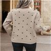 Women's Autumn & Winter Polka Dot Jacquard Crew Neck Pullover, Elegant Loose Knit Sweater S-XL