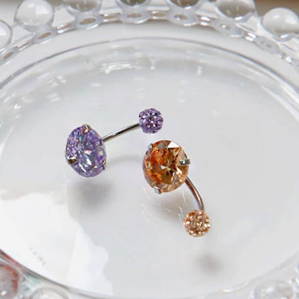 [1+1] Surgical Piercing Itsy Ball Belly Button Ring (Choose 1 of 5) (Single Side Sold)