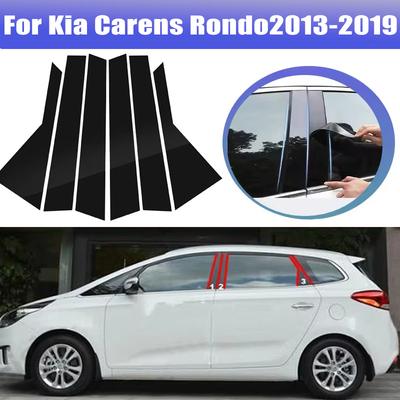 6pcs For Kia Carens Rondo2013- 2014 2015 2016 Window Trim Covers Center Film Column B C Pillar Posts Sticker Car Accessories
