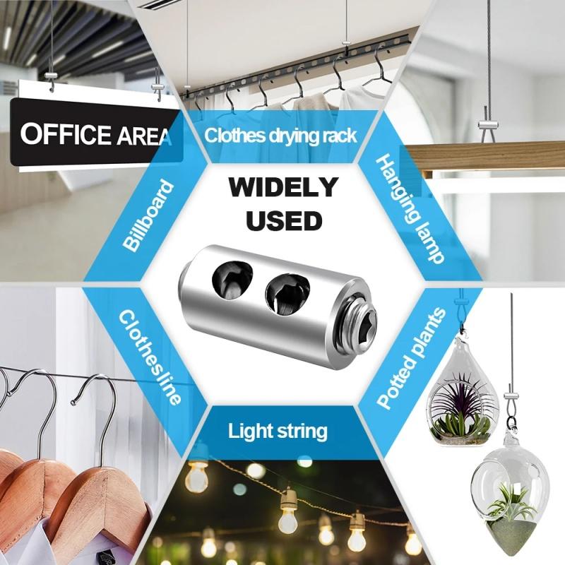 10/20pcs Double Hole Wire Rope Locks,1-3mm Cable Clamps,Stainless Steel Cable Fastener,Adjustable Screw Metal Clip Sling Fitting