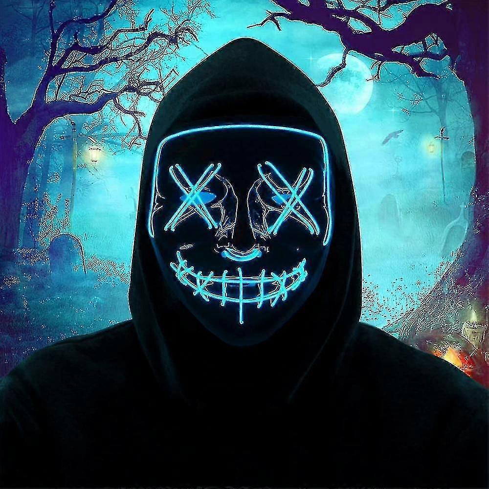 Purge Mask Scary Halloween Light Up Glowing Mask Gift For Kids Adults Festival Party
