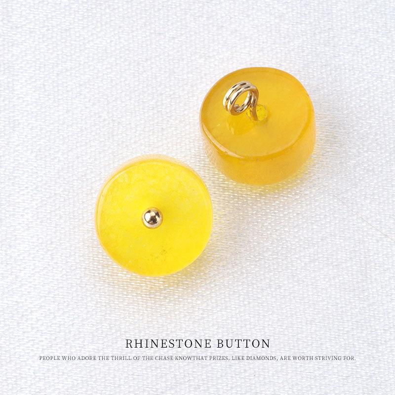 5pcs Natural Yellow Purple Flower Tray Jade Buckle Chinese Plate Buckle Silk Cheongsam Tang Style Hanfu Button Button