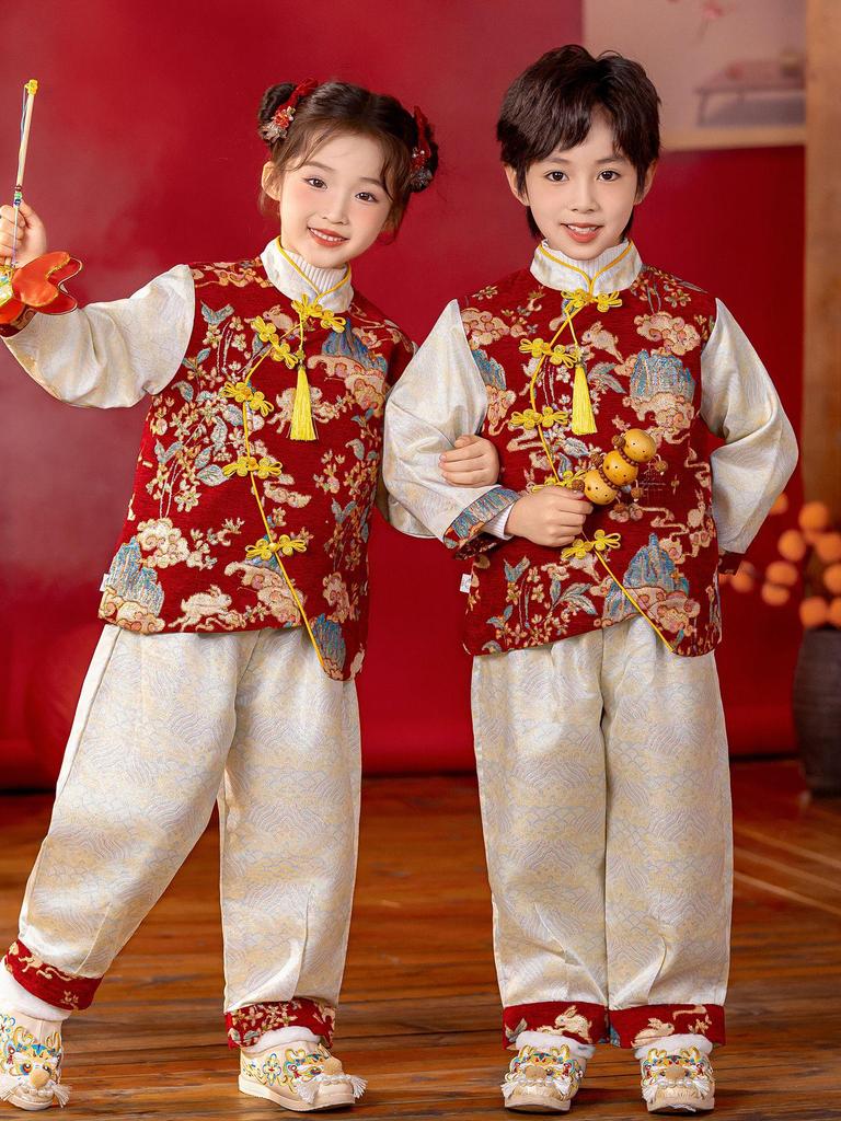 Children's Hanfu Performance Costume: Winter Tang Dynasty Style for Boys & Girls - Traditional Chinese Cultural Attire for Kindergarten