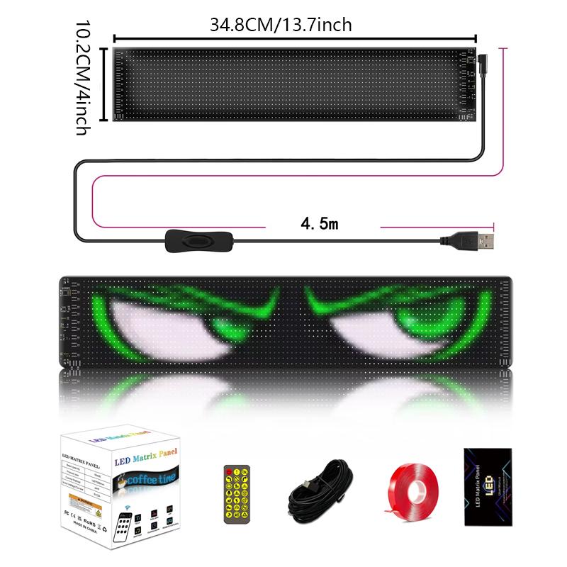 Teufelsaugen-Leuchte für Auto- und LKW-Windschutzscheibe, programmierbare LED-Anzeige, Laufschrift-Leuchte für Auto- und LKW-Windschutzscheibe