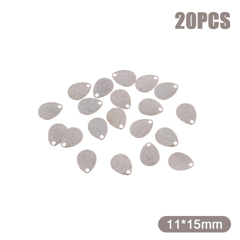20Pcs Fishing Spinner Blades Metal Waterdrops Shape Spoons Plaice For Tackle Craft Bait Tool Lure Diy Hard Bait Accessories