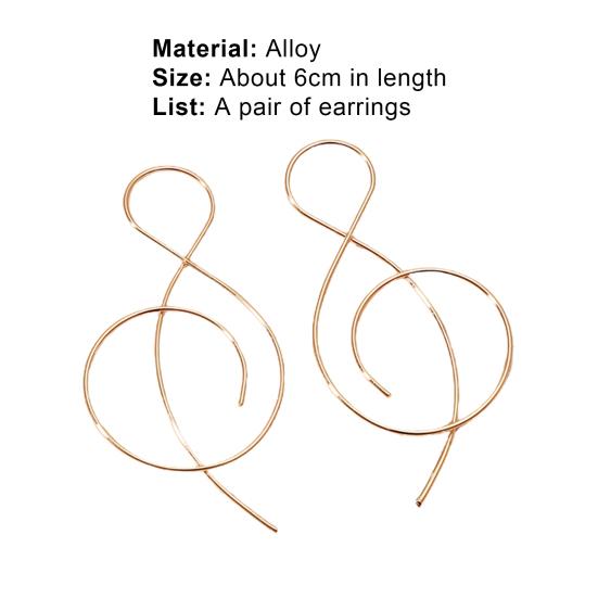 1 Pair Ladies Creative Hoop Earrings Musical Note Shape Simple Exquisite Exaggerated Lines Anti-fall Drop Earrings for Going Out
