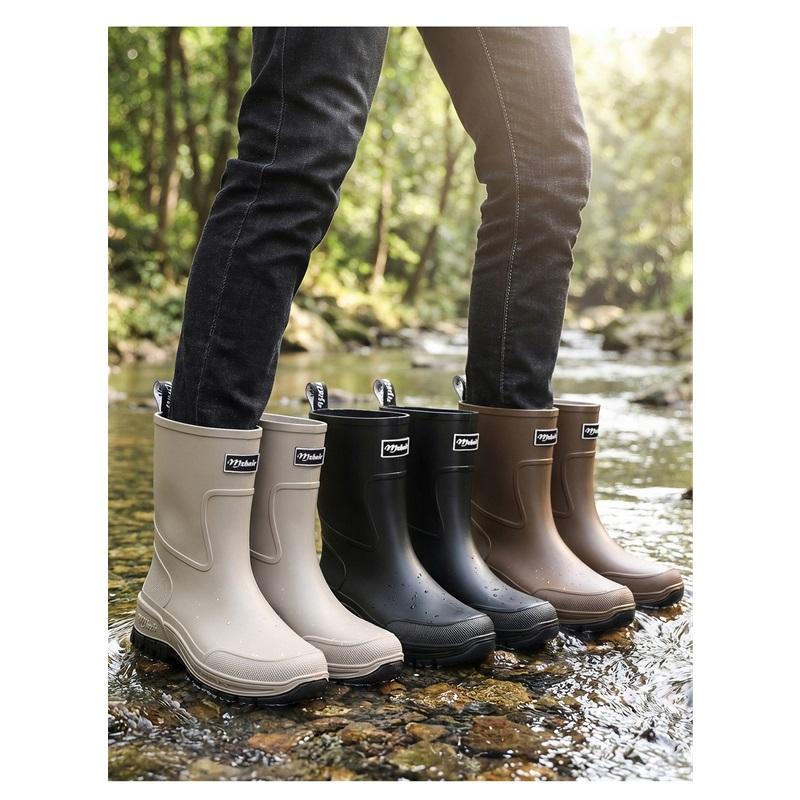 Vidurio blauzdos lietaus batai Vandeniui atsparūs PVC Guminiai Wellies Kvėpuojantis Tinklelio pamušalas Neslystantis padas Lauko Žvejybos Sodininkystės Darbo Lietaus batai