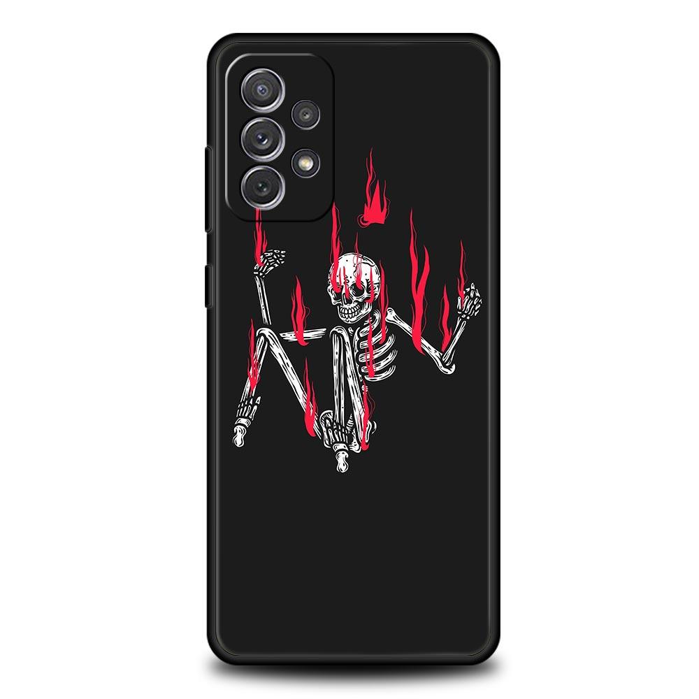 Skeleton Skull Phone Case for Samsung Galaxy A55 A35 A17 A07 A15 A13 A25 A51 A71 A72 A73 A32 A52 A52S A41 5G Soft TPU Shell Bags