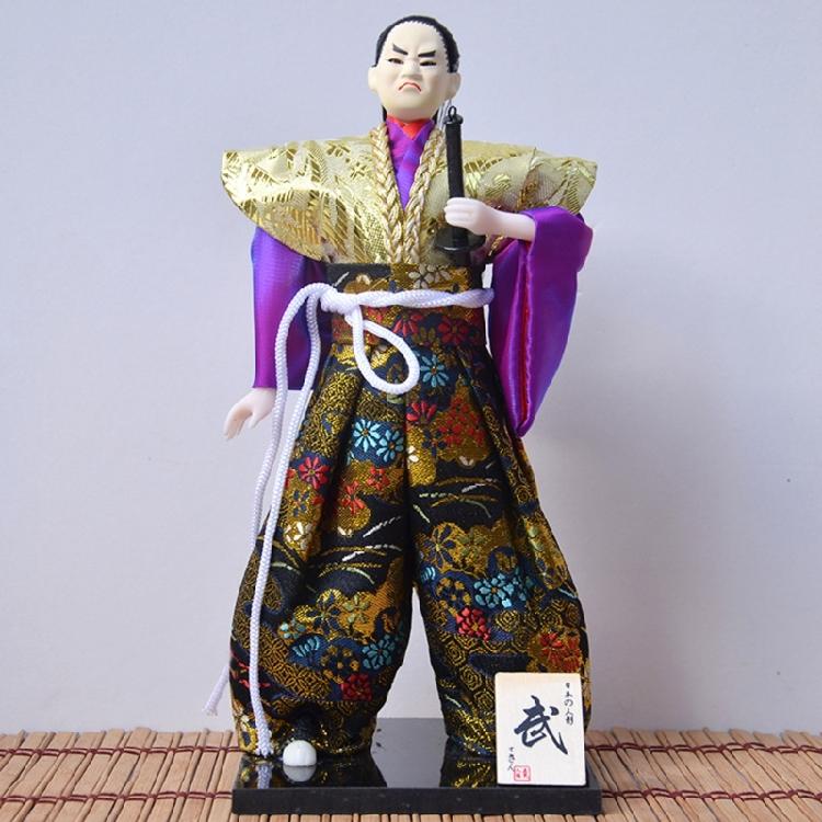 Traditional 12inch Japanese Samurais Dolls in Kimonos for Home Display and Collector's Item