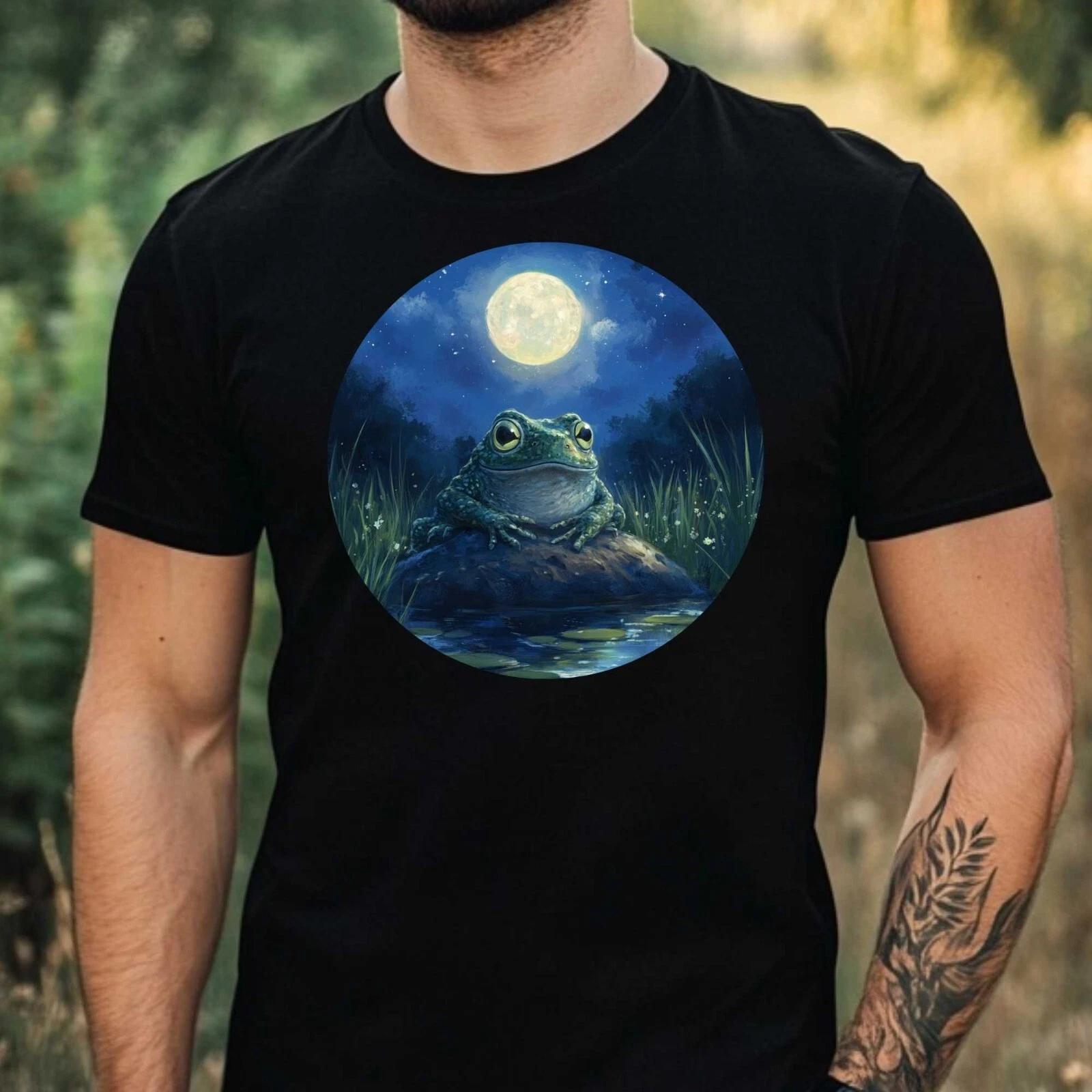 T-Shirt Herren Frosch im Mondlicht Motiv Baumwolle Größe XS bis 5XL XXL