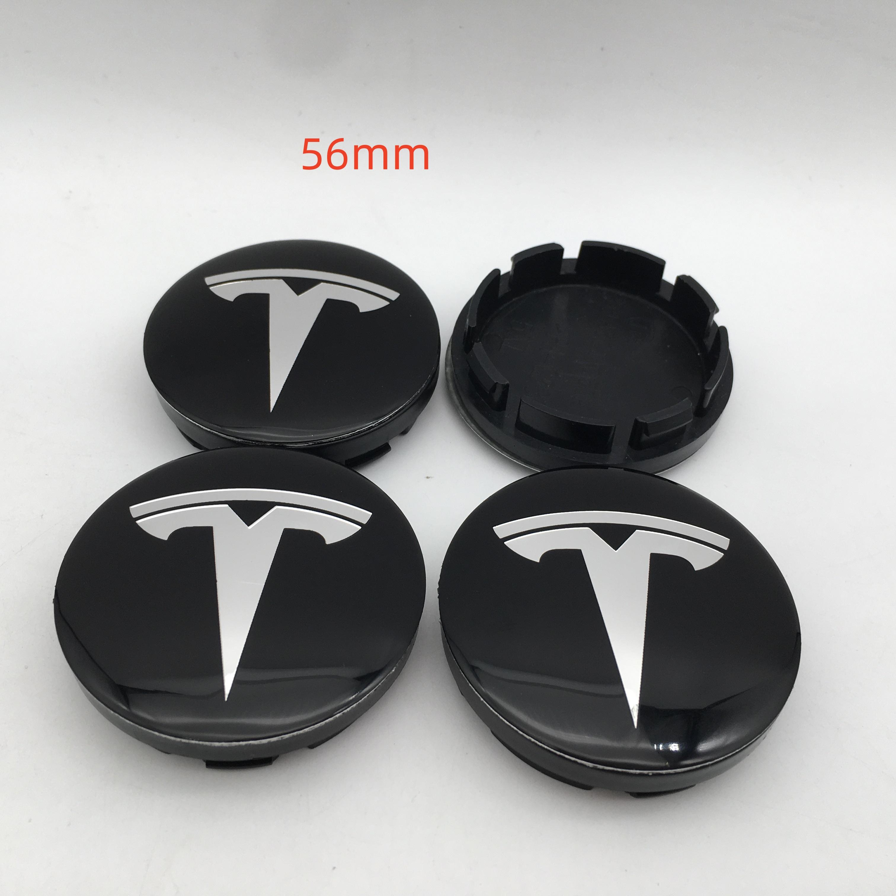 

4pcs For Tesla Model 3 Model Y Model S X 56mm 60mm 68mm Car emblem Wheel hub Center Cap Badge covers Decals Styling accessories