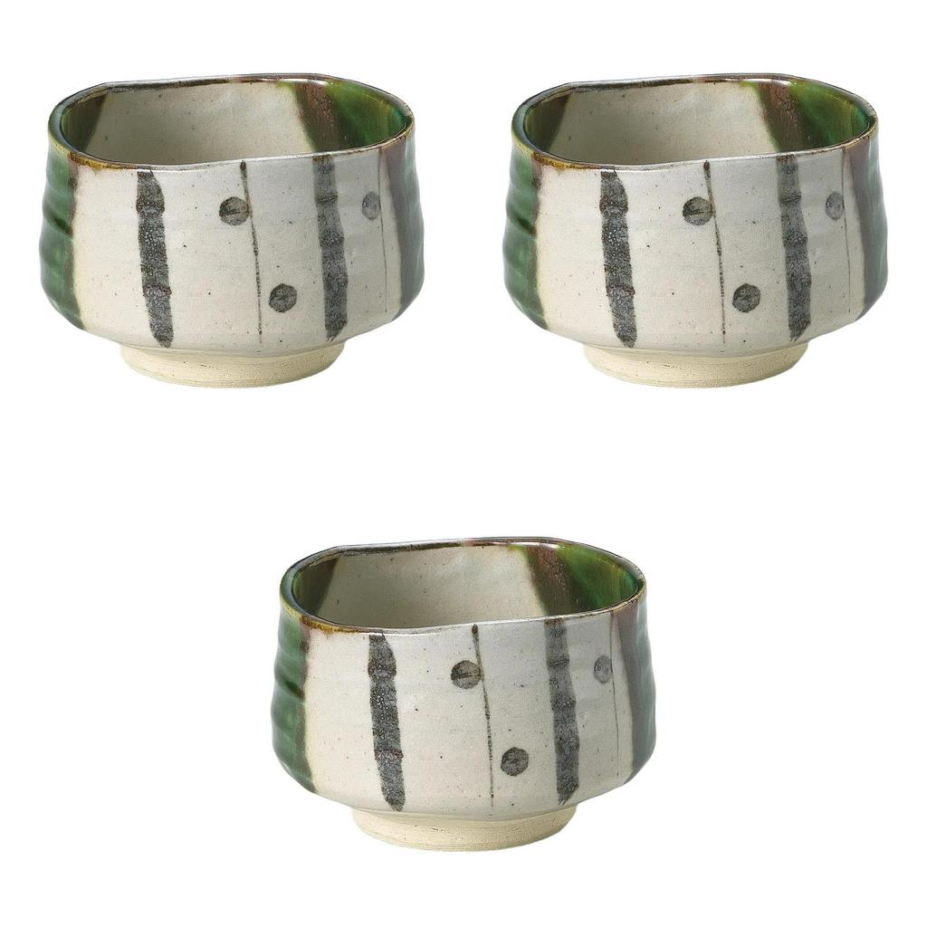 Set of 3 Yume Oribe Matcha Bowls X Matcha Bowls Ceramic Setomonohonpo (Ceramic) [11.3 7.7 Cm] (Earthenware)
