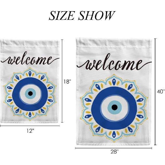 

Garden Flag Vertical Double Sided Yard Flags Evil Eye Mandala Welcome Banner Holidays Outdoor Indoor Farmhouse Seasonal Decoration Polyester 12x18in