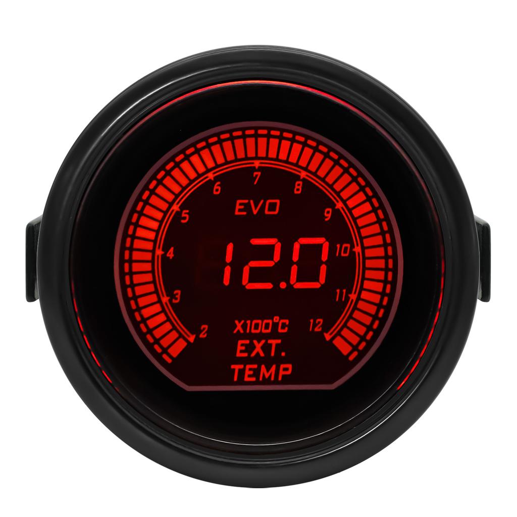 2" 52mm Tachometer Voltage Water Temp Oil Temp Oil Press Boost Vacuum Air Fuel Ratio Exhaust Temp LED Digital Display Red Blue