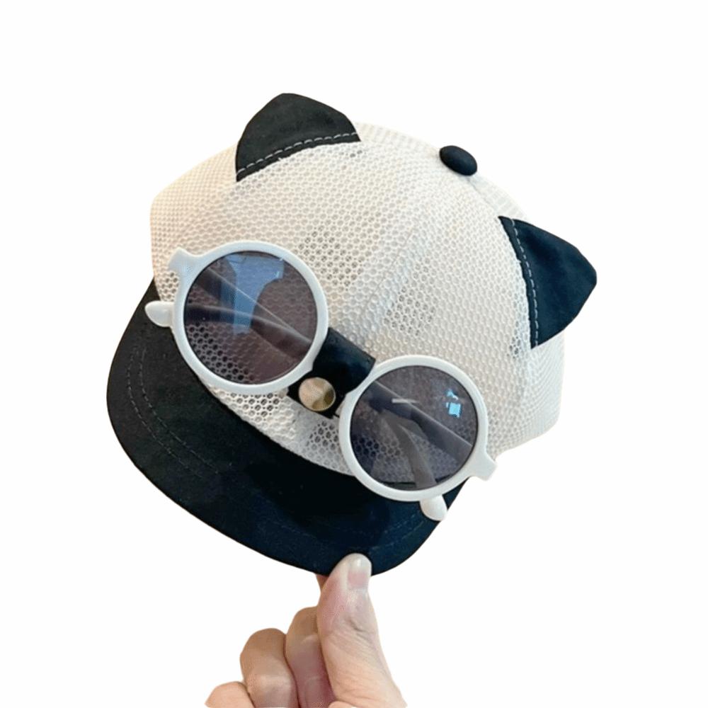 Breathable Children's Hat with Sunglasses Cat Ear Infant Sun Hat Thin Kids Baseball Cap  Running