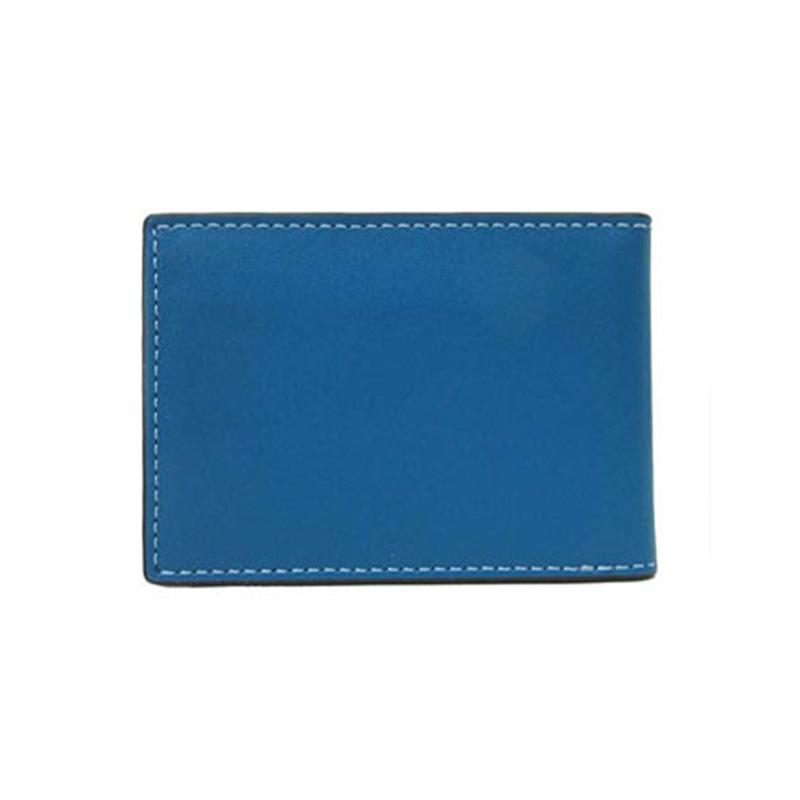 Coach 3 IN 1 Wallet 11 Printed Logo Solid Color Calfskin Card Holder Wallet Men's Blue