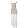 Women's Spring Sexy Strapless Splicing Lace Tall Slim Slit Long Dress
