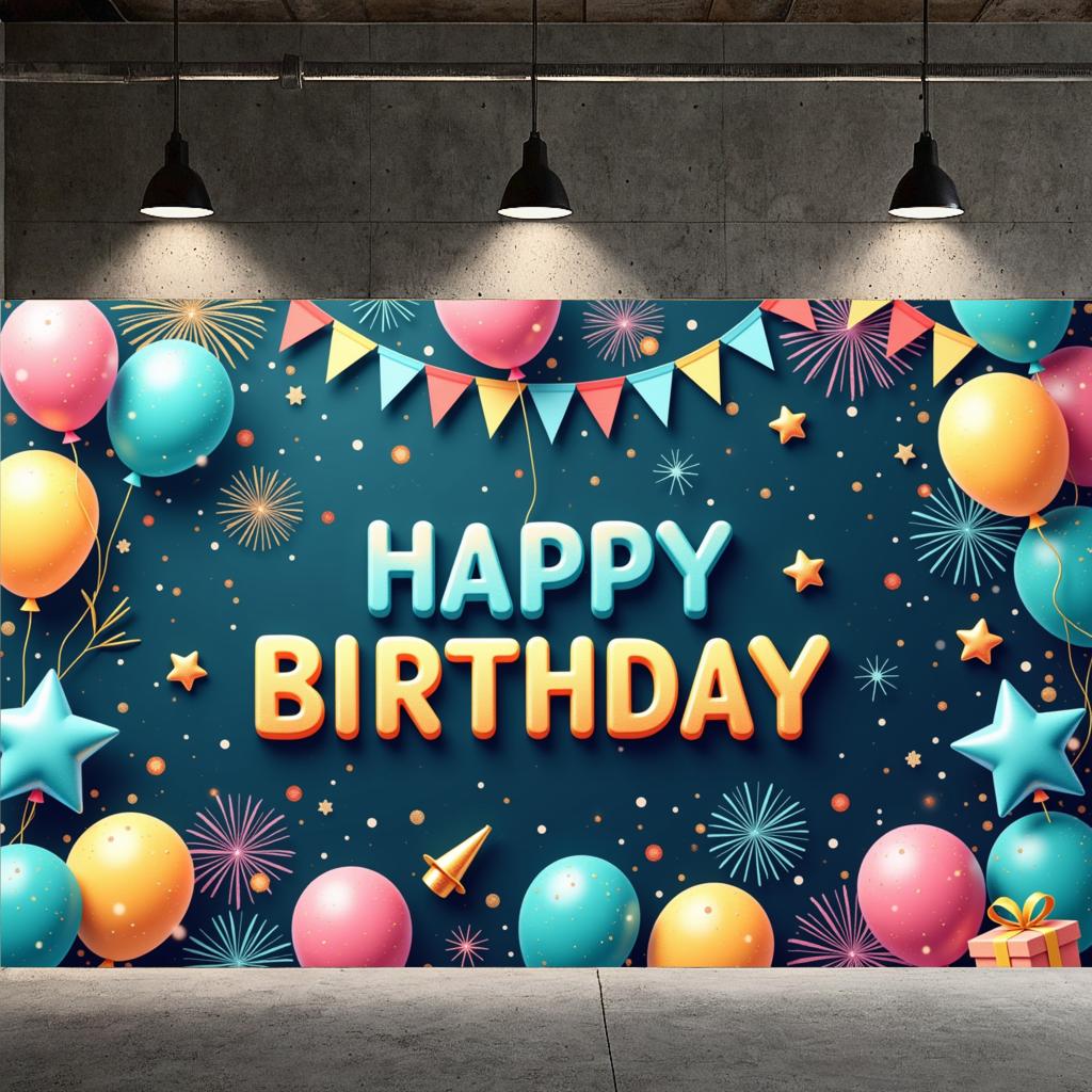 Cheerful Design Party Backdrop Happy Birthday Banner Birthday Party Banner for Birthday Party Photo Shoot