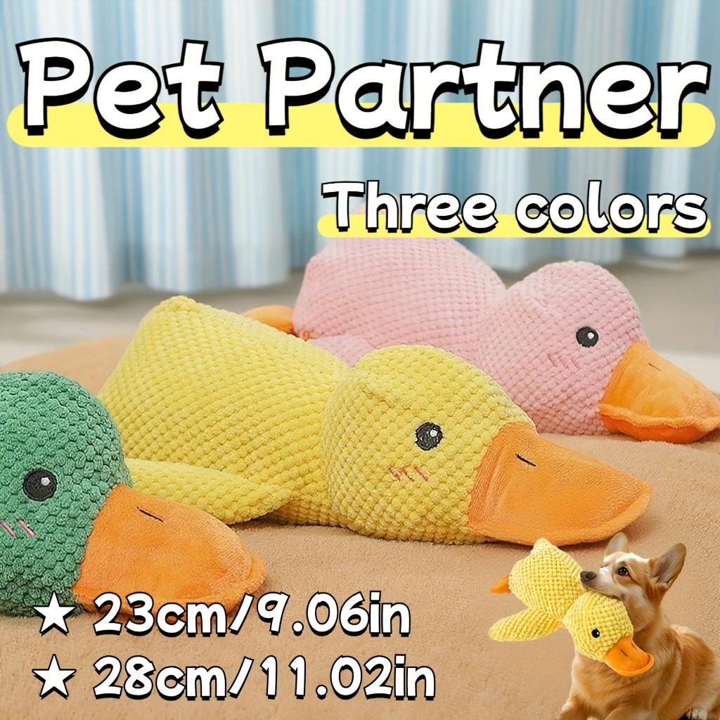[Chew-Resistant Duck Toy] Chew-Resistant Interactive Yellow Duck Doll with Squeaking Sound | 3 Colors, Bite-Type Plush Toy for Cats&Dogs-Pet Supplies