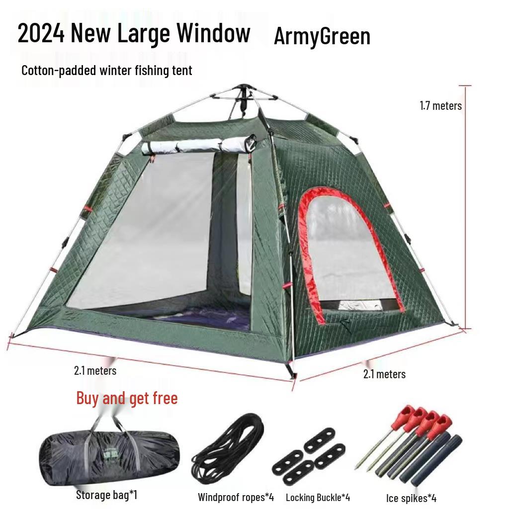 Instant Open Fully Automatic Winter Fishing Tent - No Assembly Needed, Thickened for Warmth and Cold Protection, Ideal for Camping and Ice Fishing.