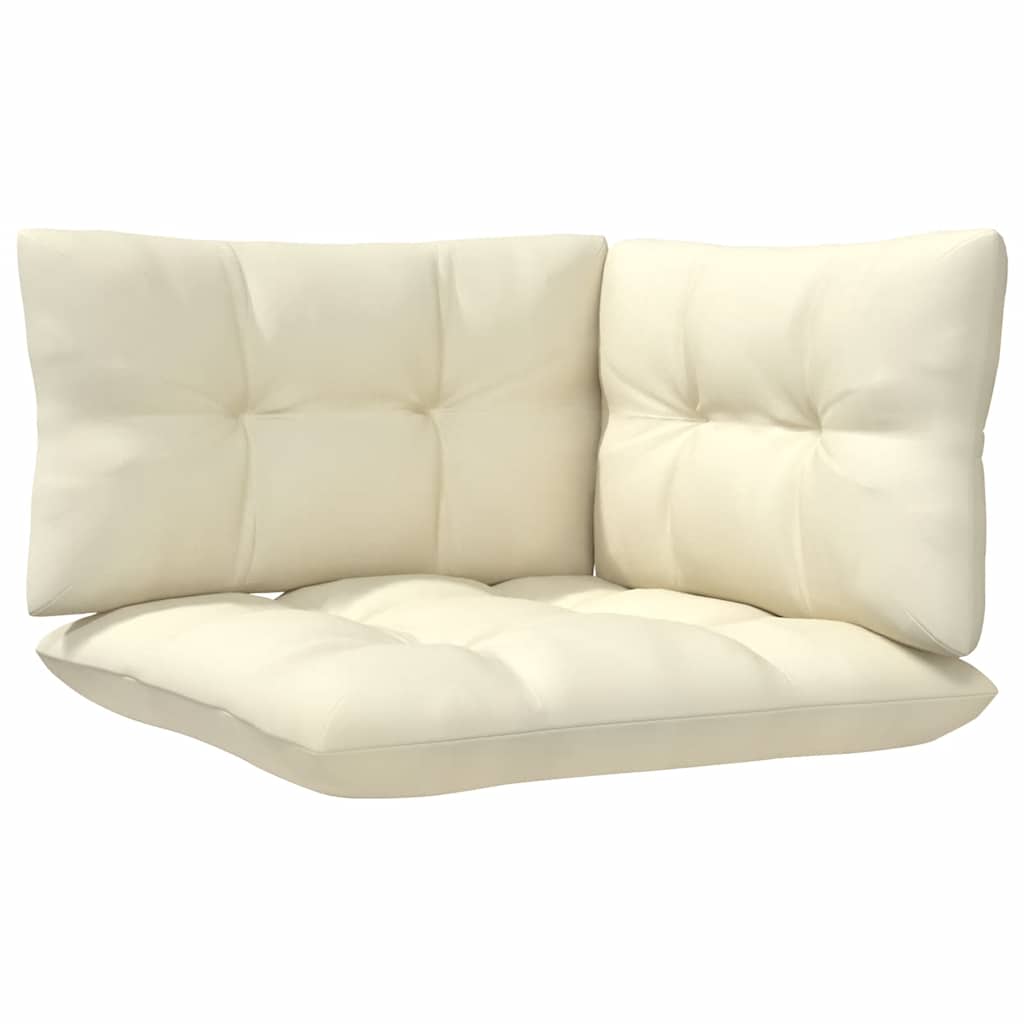 vidaXL 3-tlg. Garten-Lounge-Set mit Kissen in Creme Massivholz Kiefer