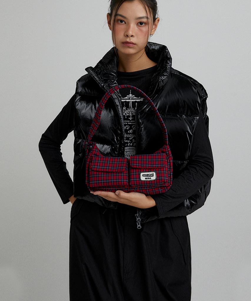 Macni Two Pocket Mini Hobo Bag Red Check