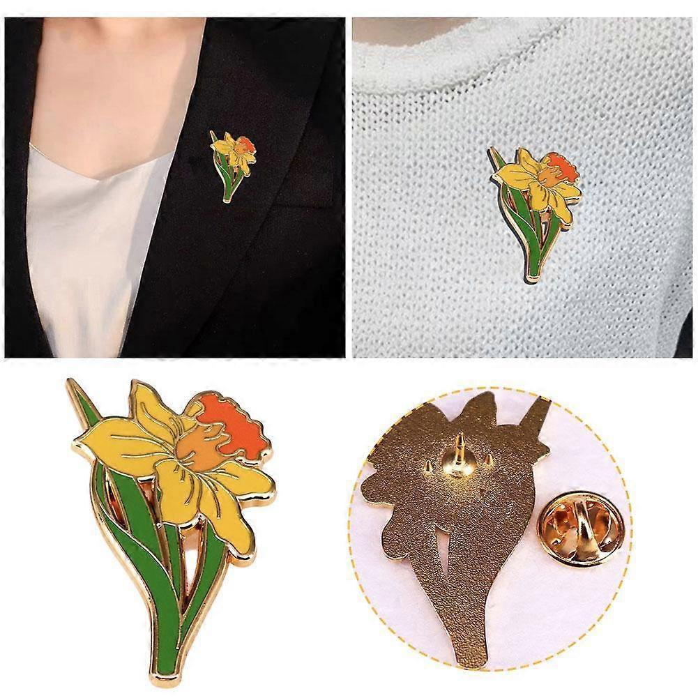 Enamel Pin Badge for Women Men, Daffodil Flower Brooch Pin 4cm
