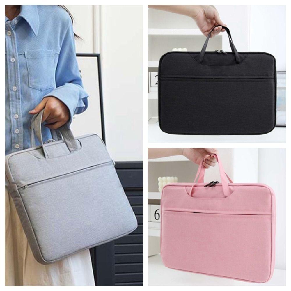 Oxford Cloth Laptop Handbag 13.3 Inch/15.6 Inch Solid Color Computer Storage Bag Fixed Webbing Polyester Business Briefcase