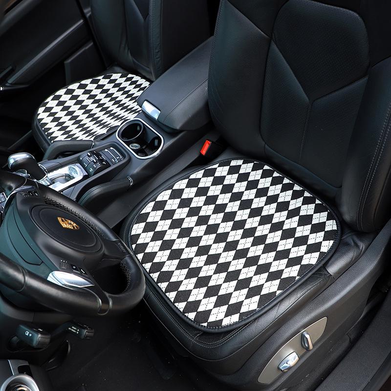 Universal Car Seat Cushion with Jacquard Knitted Diamond Grid - Anti-Slip, Fashionable Car Interior Accessory