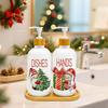 Christmas Soap Dispenser Set of 2, Christmas Kitchen Decor, Xmas Gnomes Soap Dispenser with Tray for Home Indoor Decorations