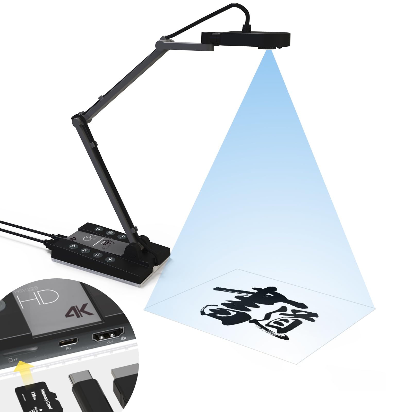 

Basicolor Document 4K Dynamic Resolution Web Direct Projection to Zoom Auto Foldable Document Real Object for Plug and for Online Video Camera, 15MP, чорний