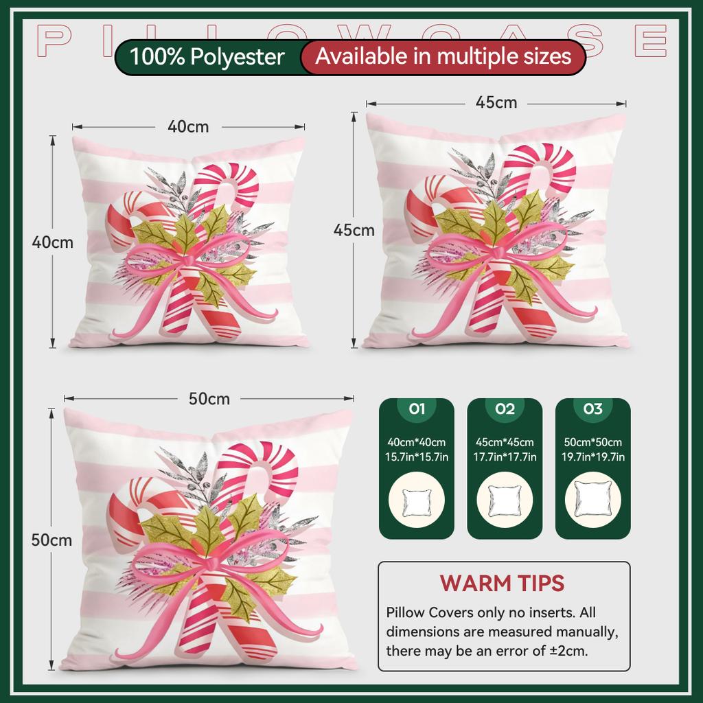 45X45Cm Pink Christmas Theme Pillowcase Bedroom Sofa Cushion Cover 100% Polyester Living Room Cushion Pillowcase Home Decor