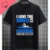 Unisexs Casual Swimmer Graphic Tshirt Black With Dynamic White Swimming Silhouette Design Shortsleeve Crewneck Pure Cotton Tee
